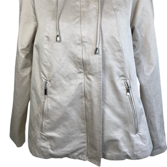 QVC Retro 60s Style A-line Swing Jacket Trenchcoat Full Zip Beige Twee Sz XS - Picture 3 of 14